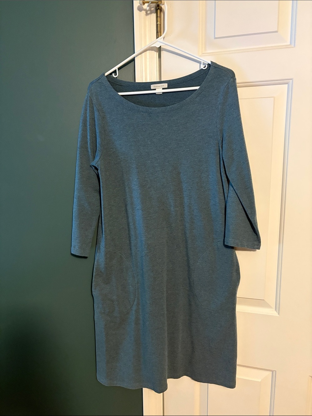 Garnet Hill Teal Knit Midi Dress